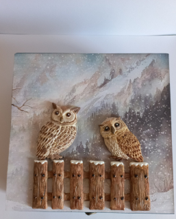 Dřevěná krabička "Soví dům"