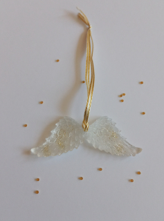 Andělská křídla - čirá se zlatými třpytkami