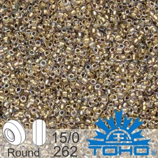 TOHO 15/0 - Inside-Color Crystal Gold Lined 