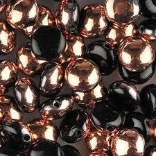 Preciosa Candy - Black Opaque, Gold Capri, Half, 20 ks